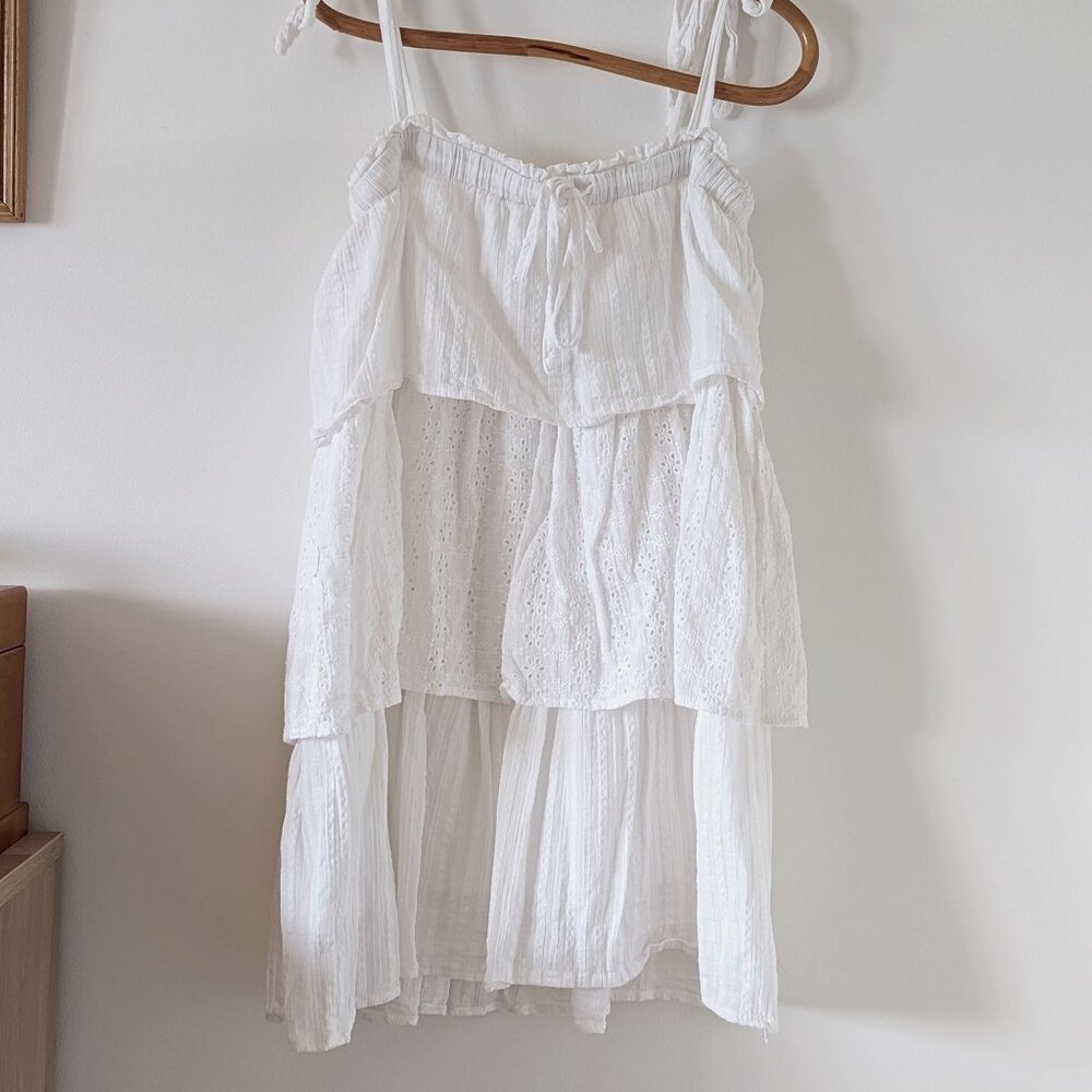 Promesa White Layered Mini Dress